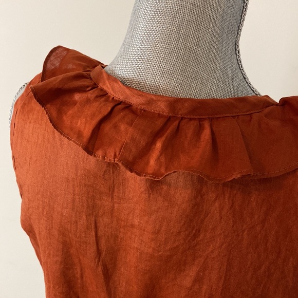 J Jill Sleeveless V-Neck Ruffled Lightweight Sleeveless Button Front Blouse M - Picture 6 of 8